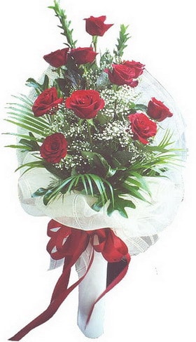 11 adet k�rm�z� g�l�n g�l buketi �i�ek�i 