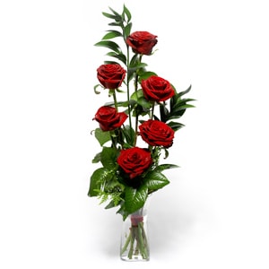 uluslararas� �i�ek�iden  vazo i�erisinde 5 adet g�l izmite �i�ek sat���